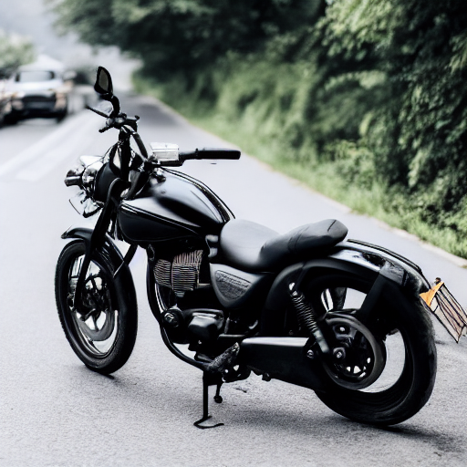 018_a black motorcycle is parked by the side of the road.png